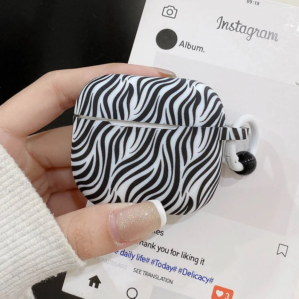 Personality Zebra Stripe Earphone Case For AirPods 4 Pro 2 1 3 Soft Protective Cover Headphone Accessories Coque with Keyring