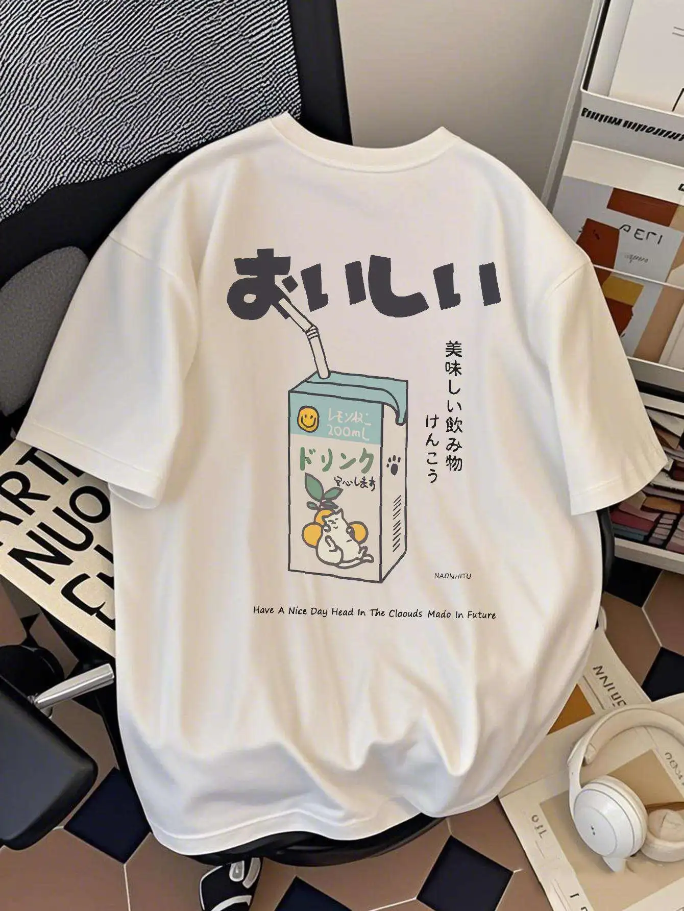 

Men's t-shirts Running Anime Summer 100% cotton Milk Box Design Printing Short sleeve tee Solid color Crewneck