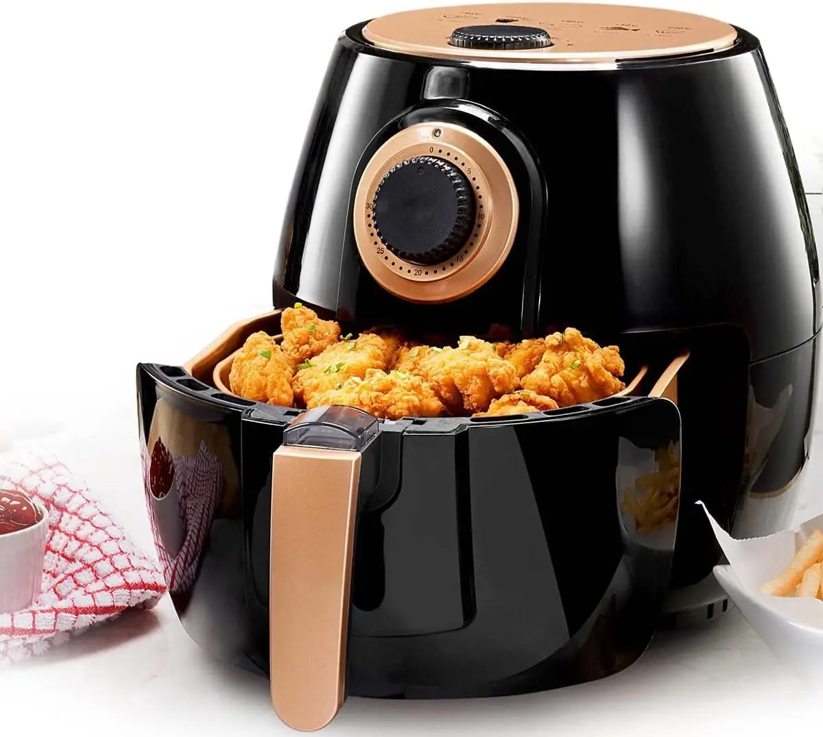 

4 Qt Small Air Fryer with Nonstick Copper Coating, Oil Free Healthy with Rapid Air Technology, Easy to Use Temperature Control