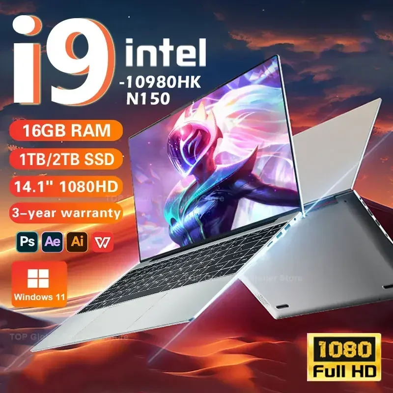 New 14.1inch Potrable Laptop Intel Core i9 10980HK Computer Windows 11 Pro Gaming laptops 16GB RAM 4K 1TB 2TB SSD Notebook PC