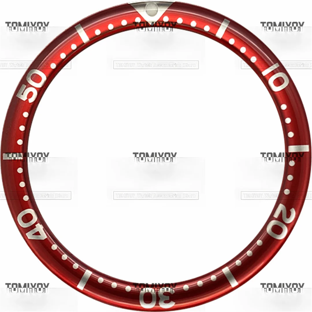 38มม. สีดำสีน้ำเงินเรซินสีแดงแบบแบนฝังเหมาะสำหรับ Sekio007 SKX009นาฬิกากลไกผู้ชาย