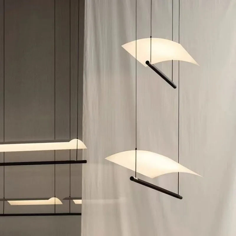 

Modern Furniture Decoration Hanging Lights Eaves Tiles Lampshades Straight Shaped Dining Rooms Living Rooms Lighting Fixtures