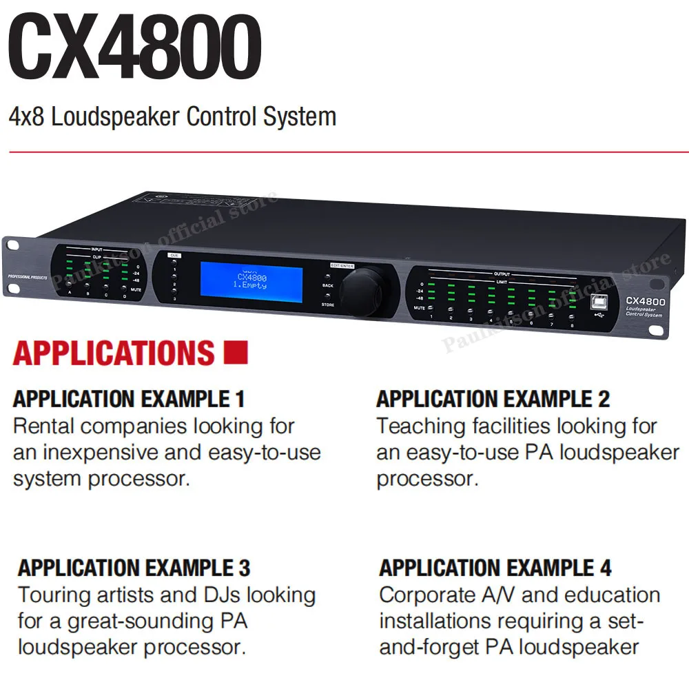 Procesador de Audio profesional CX4800, sistema de Control de altavoces, Compatible con Software Original, 32 bits, DSP, 4x8