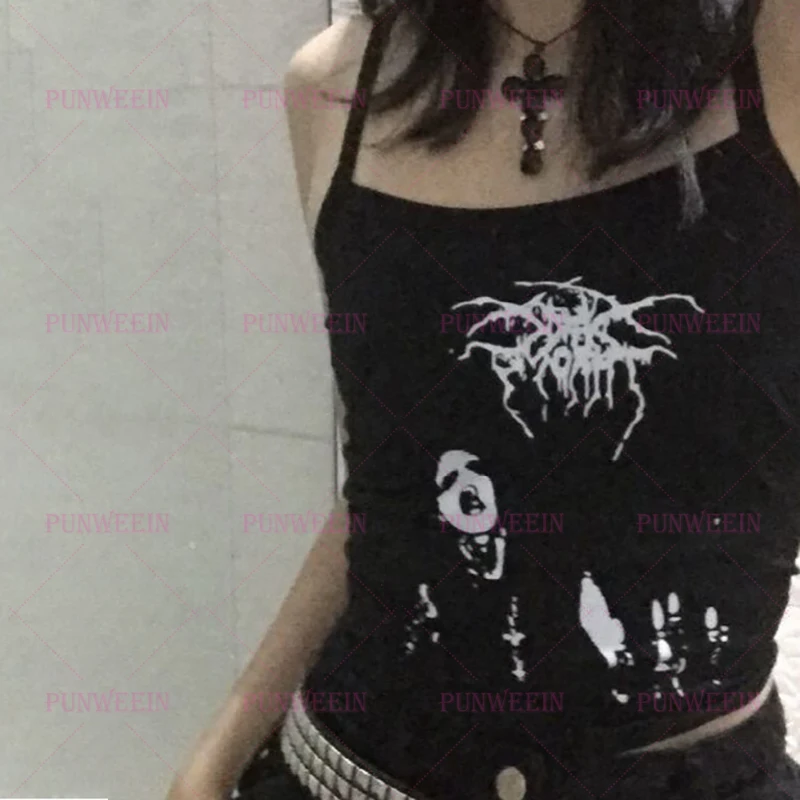 transylvanian hunger Vintage Y2k 90s slim top Harajuku Goth Graphic Rock hip hop Sleeveless Streetwear Dark throne Punk Tank Top