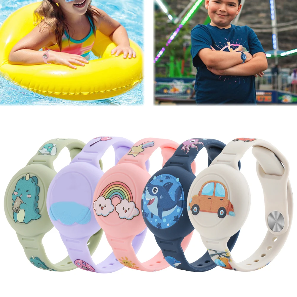 Polsino per cartoni animati Supporto per localizzatore GPS leggero in silicone per bambini per AirTag