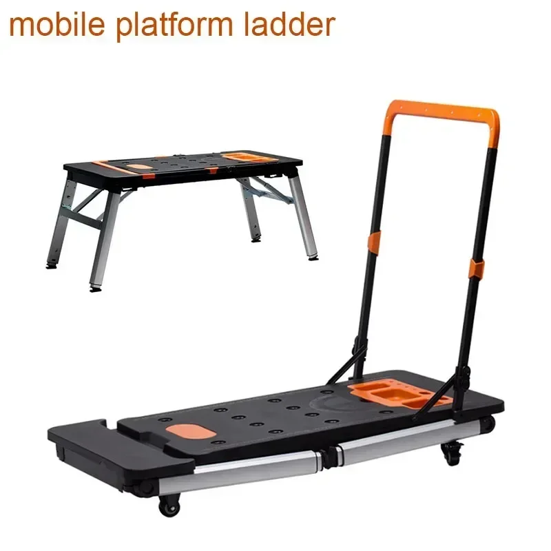 Multifunctional Workbench Horse Stool Stainless Steel  Console Trolley Scaffolding Mobile Platform Ladder