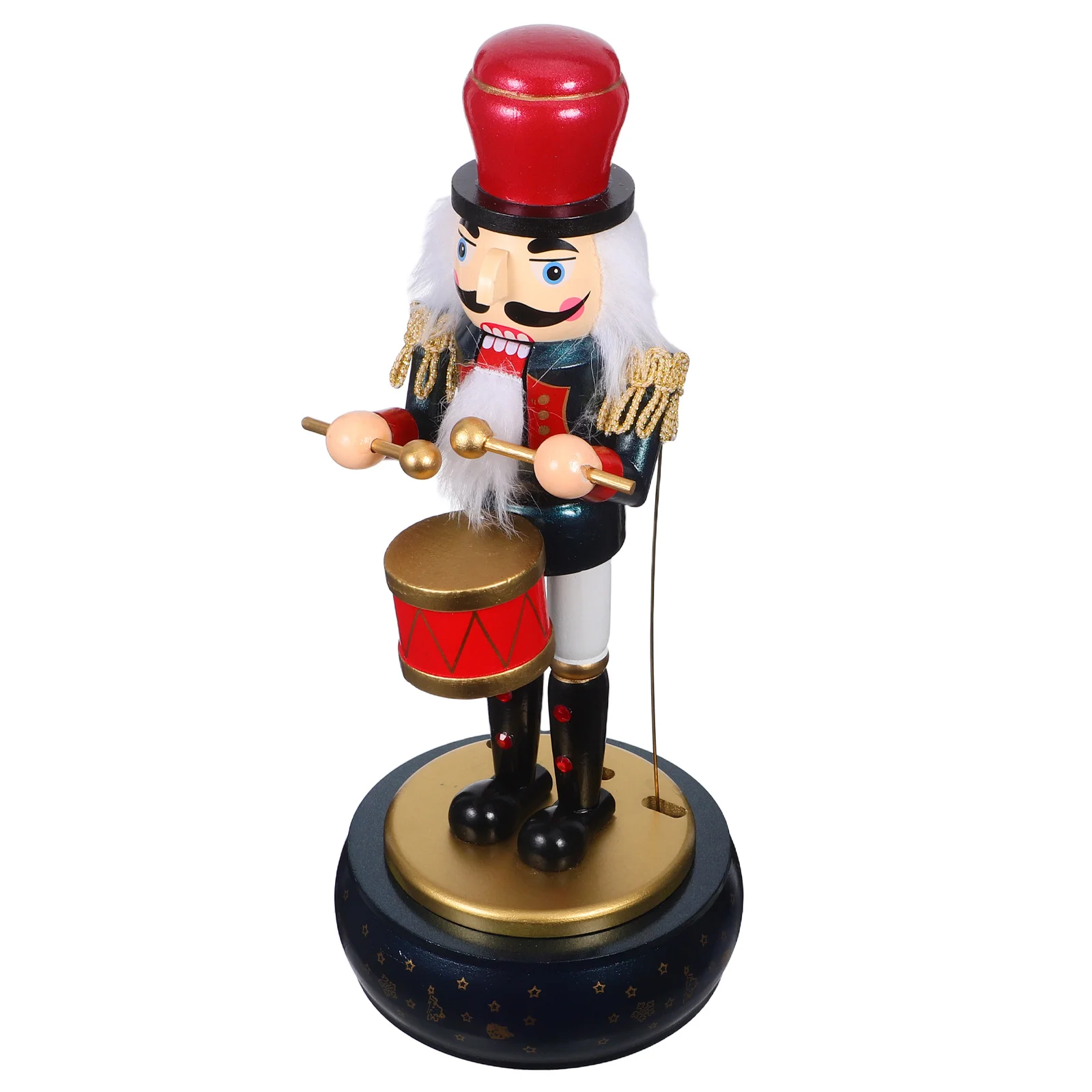 

Nutcracker Music Box Wooden Nutcracker Soldier Classic Christmas Theme Round Base Wind-Up Musical Holiday Decoration