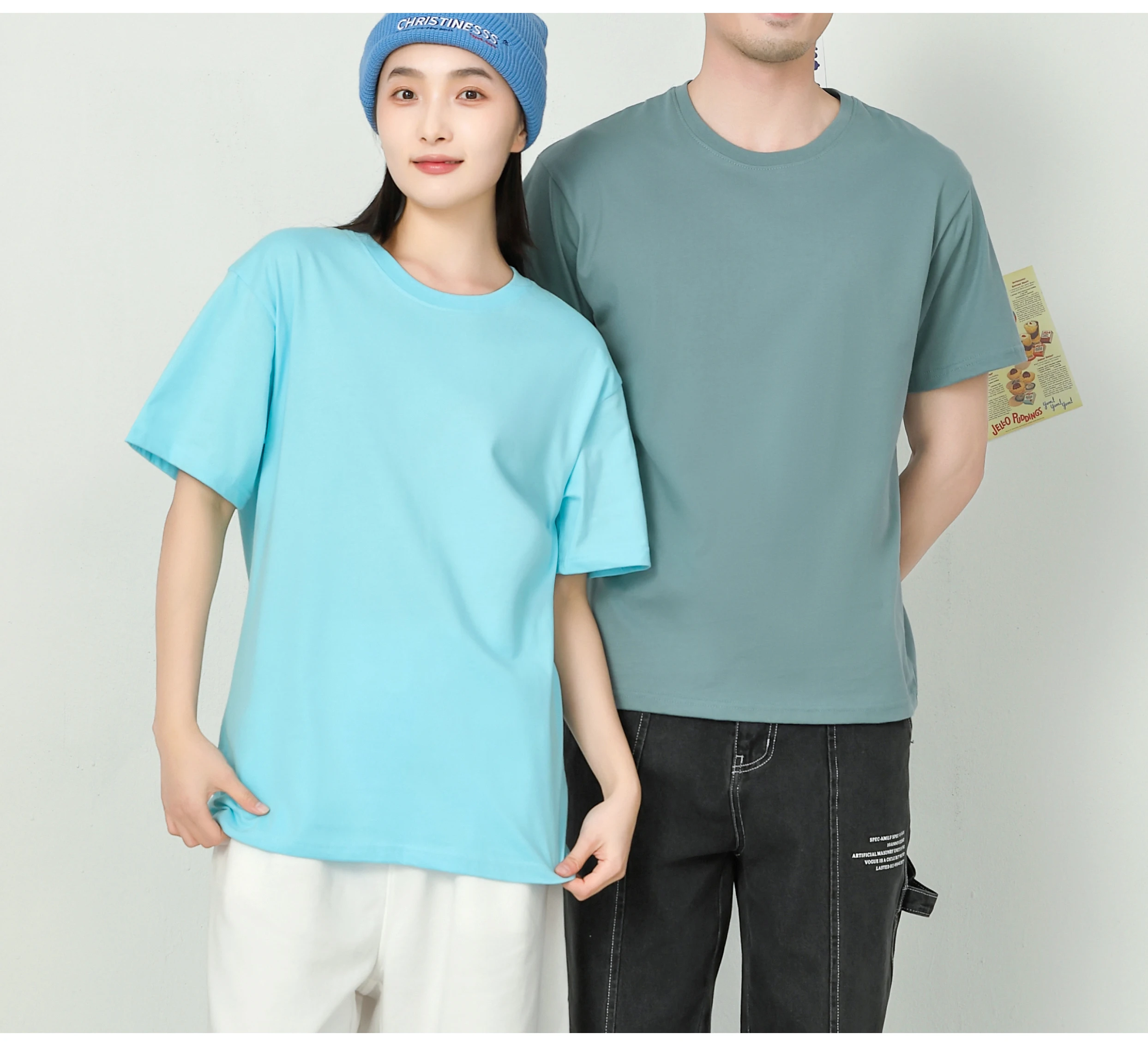 Summer Oversized T-shirt For Men Quality 210gsm Drop-shoulder Short Sleeve 100 Cotton Tops Solid Casual Women Tee Shirts Plain