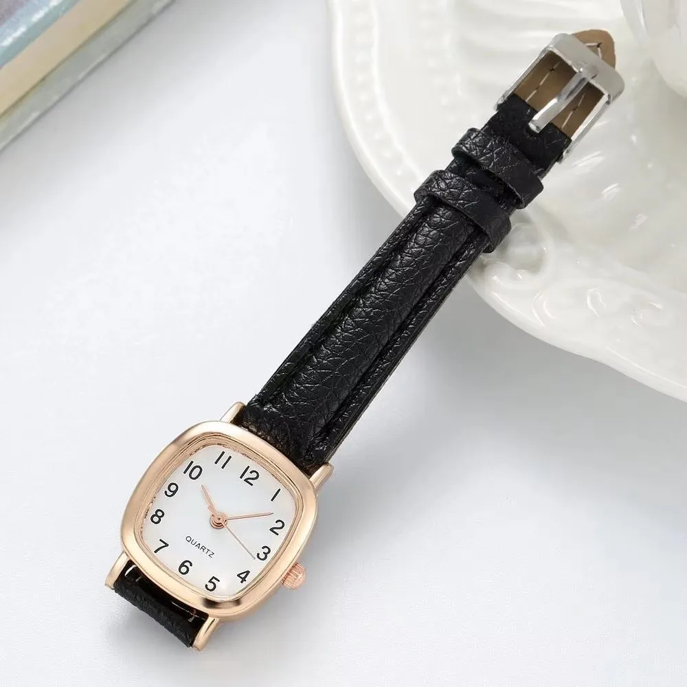 Kegllect Square Women Simple Small Dial Student Watches Vintage Belt Quartz Wristwatch