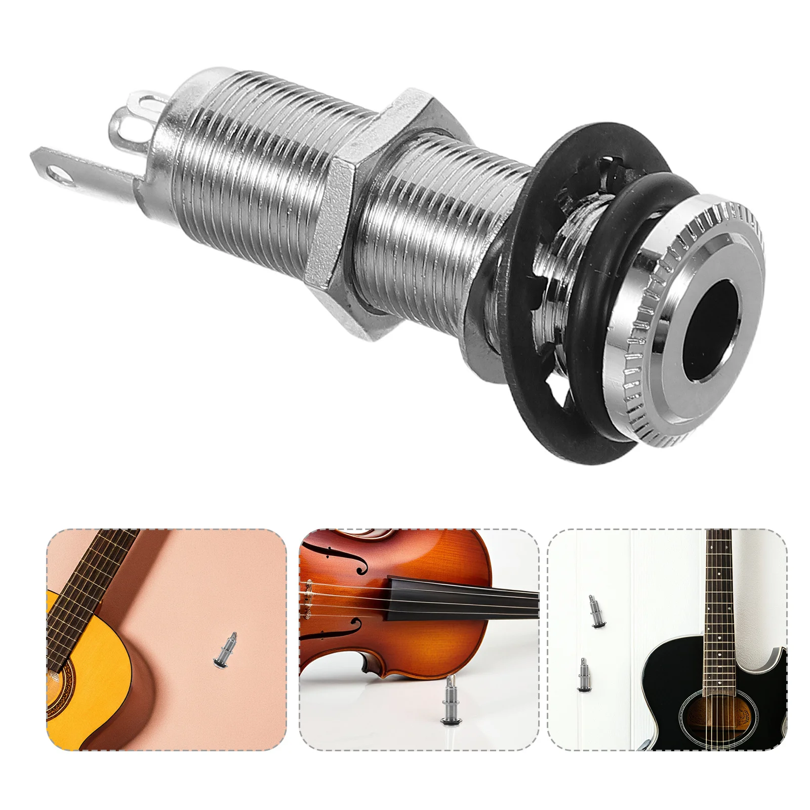

Electric Bass Cylinder Jack Socket Silver-Plated Brass Long Thread Hardware For Stable Signal Transmission Live