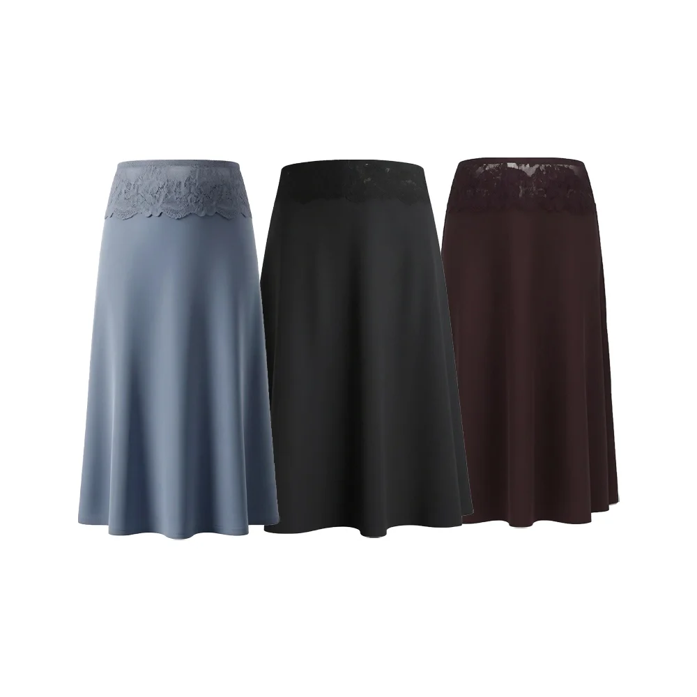 

Новая женская модная универсальная юбка А-силуэта с завышенной талией, эластичным поясом и кружевными вставками, модель 2026 года