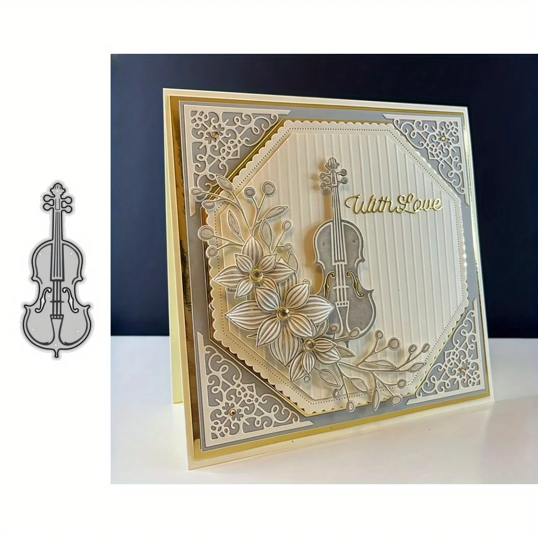 2025 neue Ankunft Violine Metall Stanzformen für DIY Scrapbooking Karte, Der Schablonen Präge Handwerk Dekoration