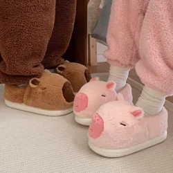 Winter Cotton Shoes Cute Capibala Capybara Cotton Slippers for A Family of Three Plush Home Shoes for Men and Women