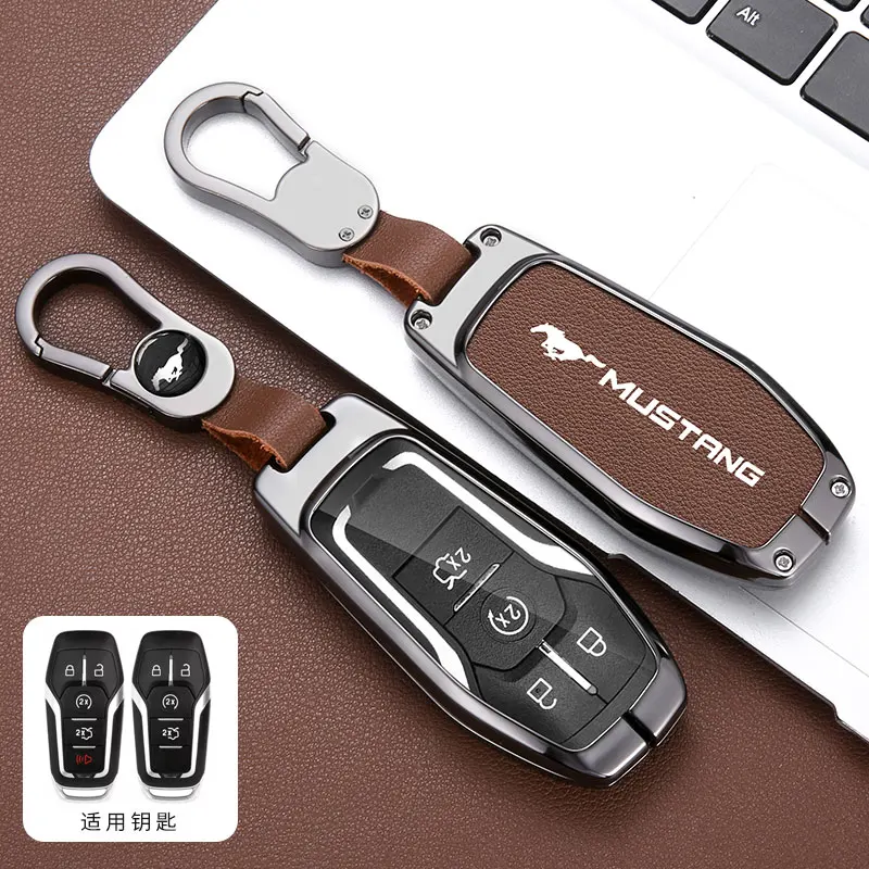 Zinc Alloy Smart Remote Key Case Cover 3/4/5 Button For Ford Mustang Edge Explorer Fusion Mondeo Kuka Car Key Shell Uncut Blade