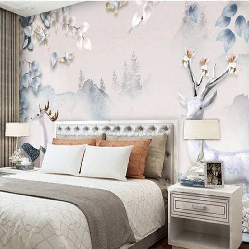 

Beautiful 3d elk TV bedroom interior home decoration background wall painting