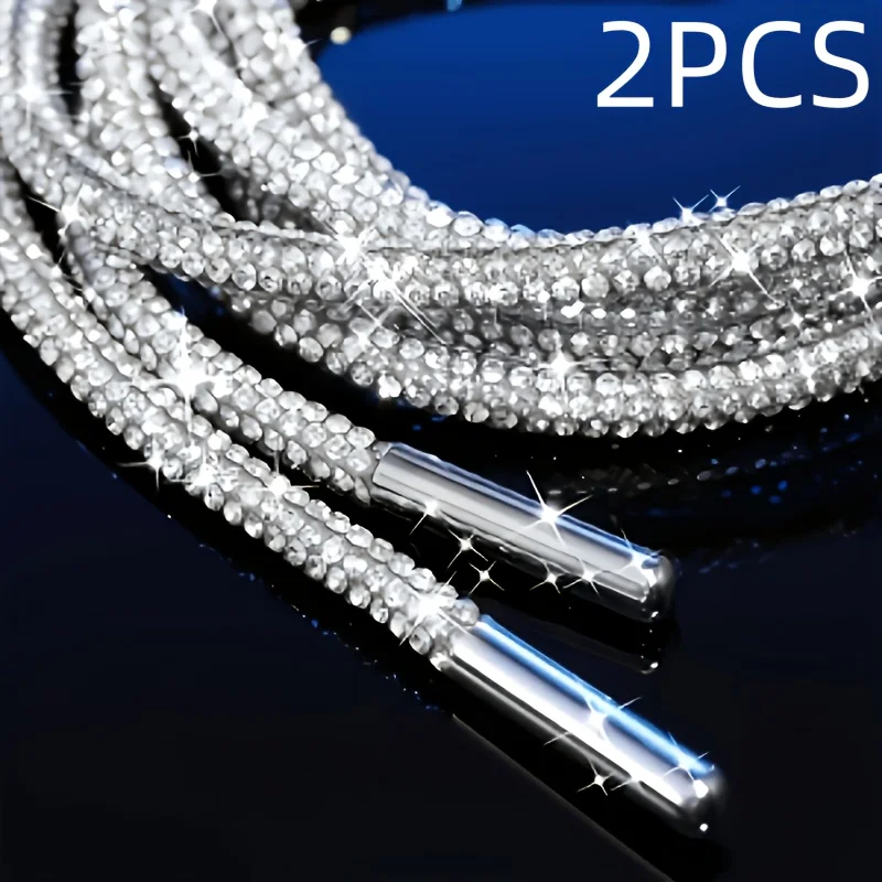 2 PCS Shiny Rhinestone Shoelaces - Suitable for Sports Shoes, Boots, Sports Pants, Hoodies - Daily Decorative Accessories