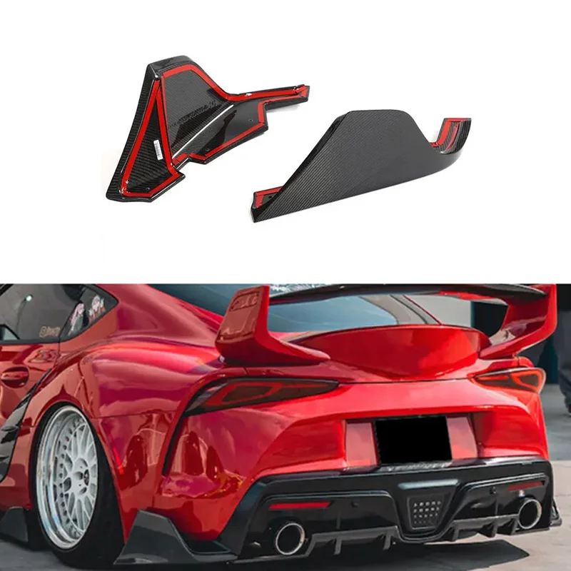 Carbon Fiber Rear Bumper Splitter Flaps Wing Aprons For Toyota Supra A90 A91 MK5 2019 UP Top Wings Black Lip Body Kit Splitter