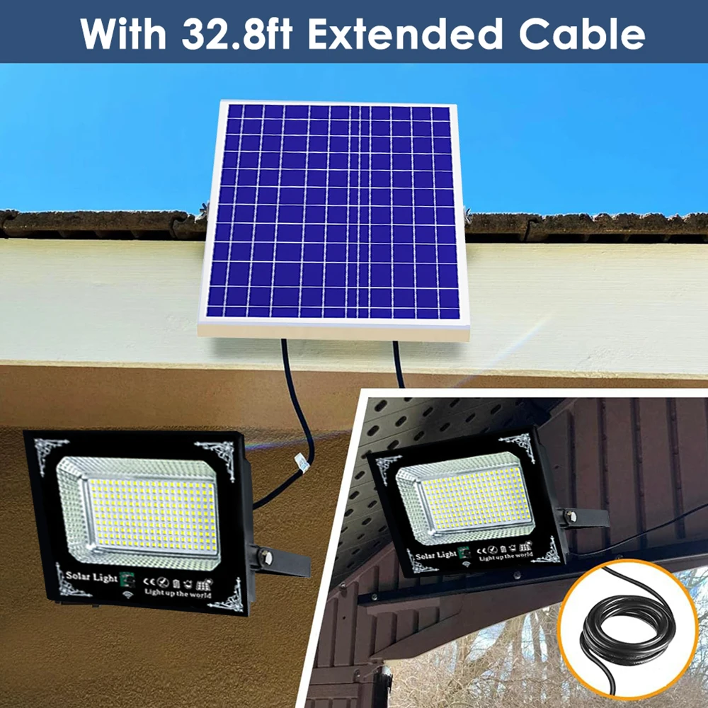 واحد لاثنين من ضوء الفيضانات الشمسية في الهواء الطلق عن بعد، ضوء أمان شمسي مقاوم للماء تشغيل/إيقاف تلقائي، من الغسق إلى الفجر للفناء والشرفة والسقيفة