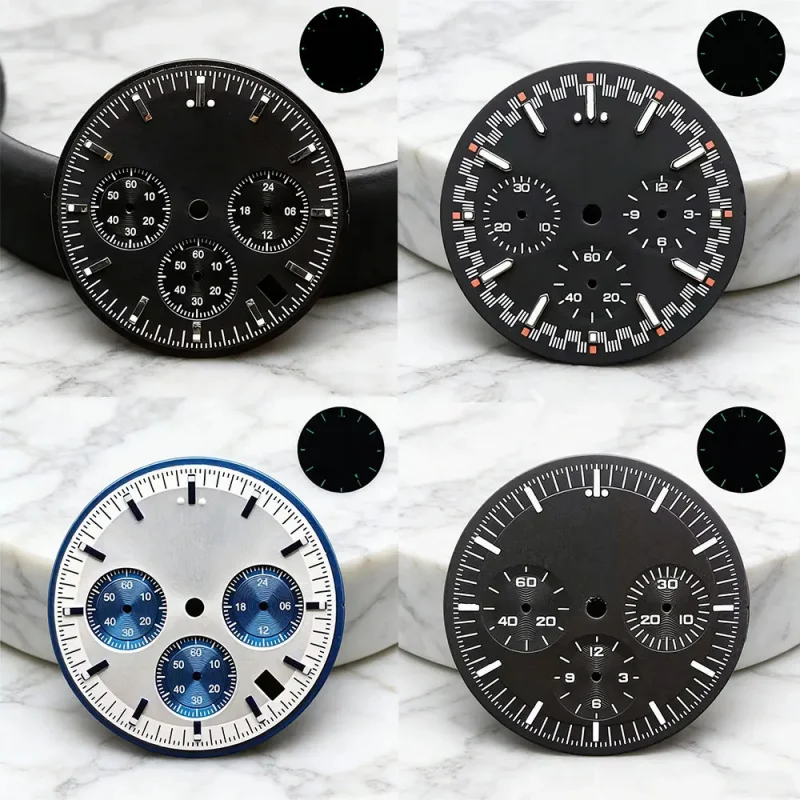 Speedmaster dial 32.5mm C3 Luminous suitable for VK63 quartz movement replacement chronometer watch spare parts