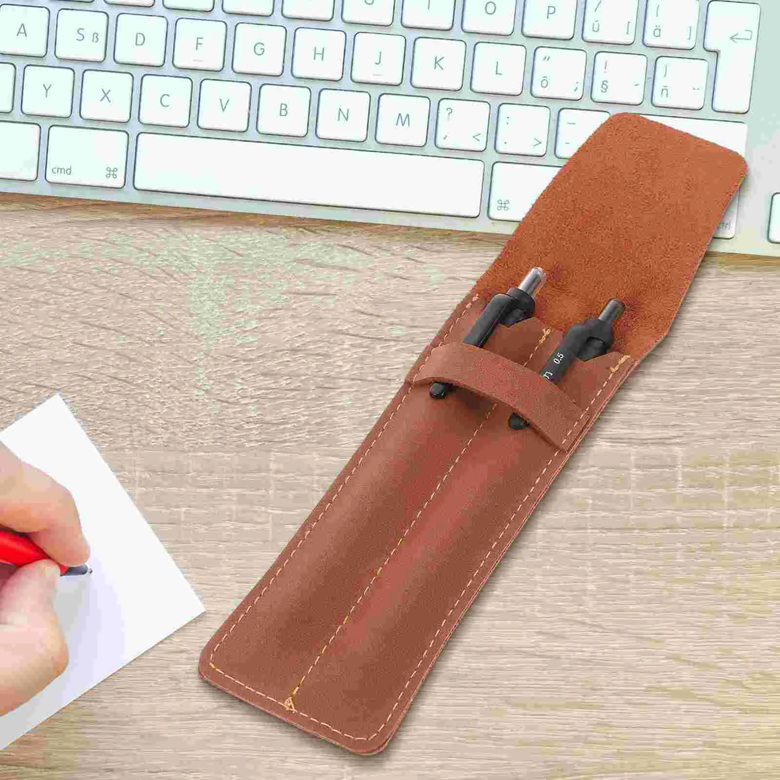 2 Pcs European and American Pen Case Bag Sleeve for Two Ballpoint Pouch