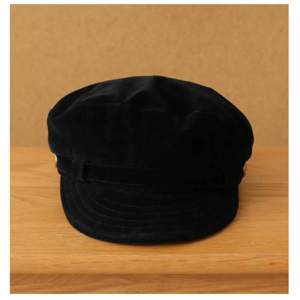 Retro Marine-Stil Wildleder Newsboy Cap für Herren und Damen – Lässige Herbst-Winter Flat-Top Maler-Mütze – Detail 6