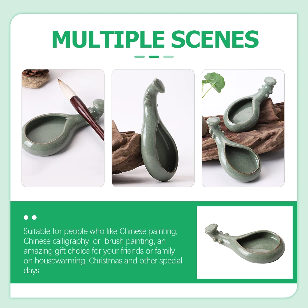 

Porcelain Chinese Calligraphy Ink Dish Brush Pen Rest Holder Pen Brush Washer for Elegant Writing Practice and Artistic Painting