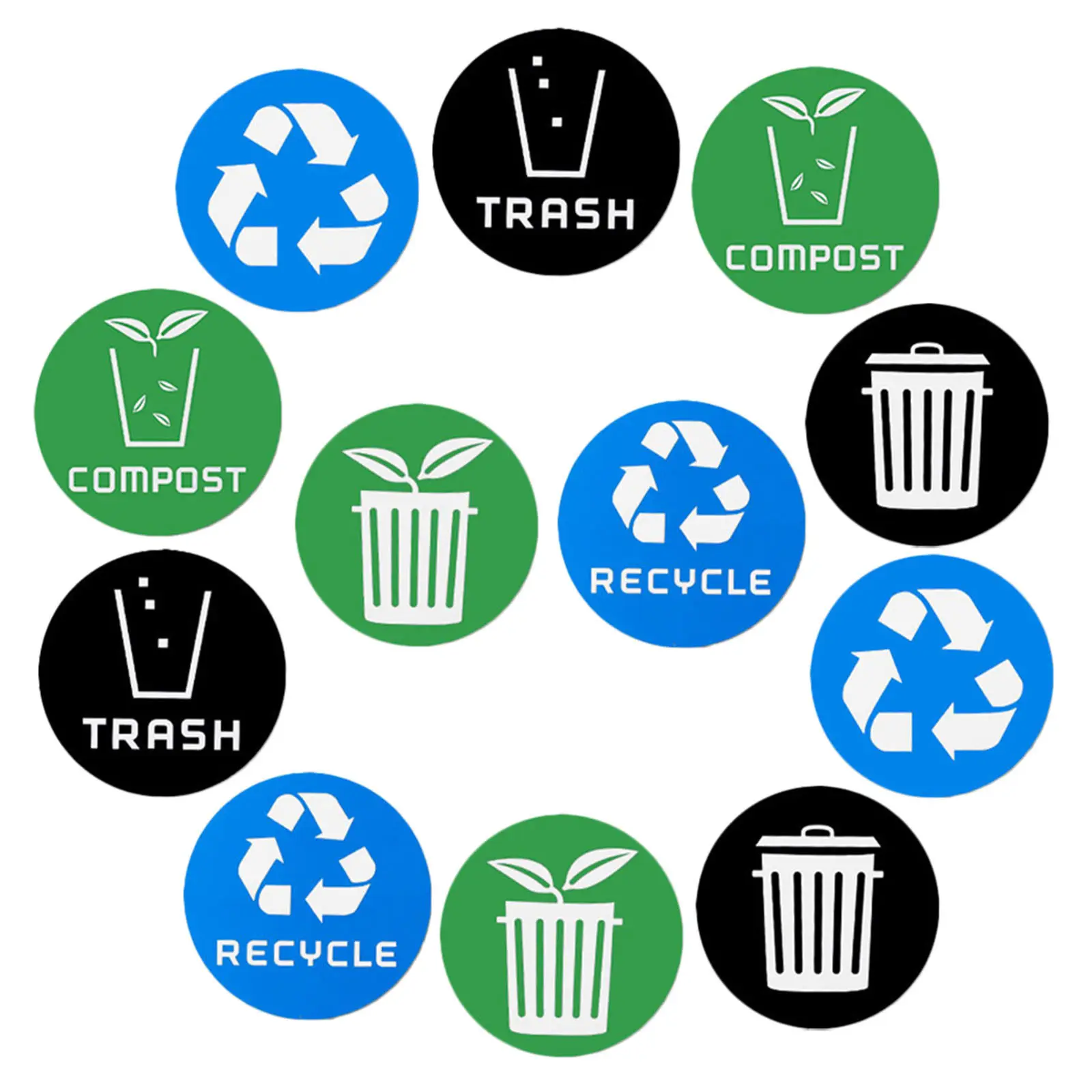 

12Pcs Self Adhesive Garbage Classification Labels PVC Trash Can Stickers Recycling Bin Decals for Home Office Trash Can Sticker