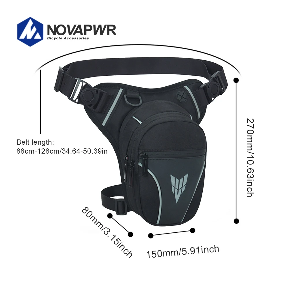 Bolsa lateral para pierna de motocicleta para hombre, riñonera con cinturón de conducción multibolsillo con raya reflectante, riñonera para motocicleta, bolsa deportiva informal