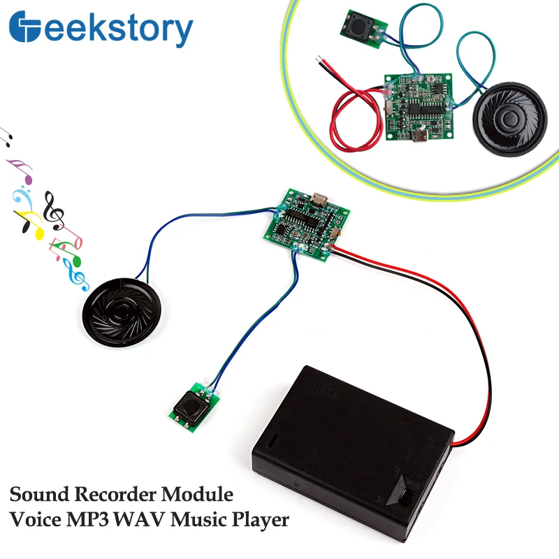 

8M MP3 Music Voice Player Recordable Sound Module Programmable Board with Speaker Button Control For DIY Music Box Greeting Card