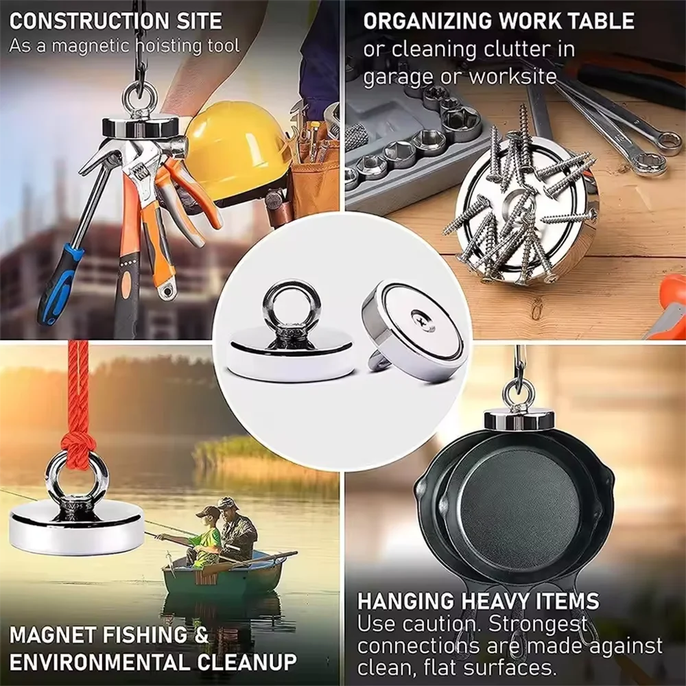 Superstarke Neodymim-Angelmagnete, robuste Seltenerdmagnete mit Senkloch-Ringschraube für Salvage Magntic Fishing Imans