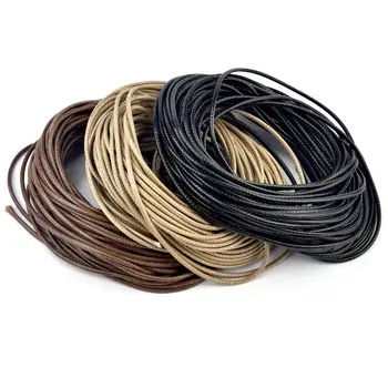 1-3มม.5เมตร/ถุงรอบสร้อยคอหนัง Waxed Cords DIY เครื่องประดับ Handchain ทำอุปกรณ์เสริม Waxed-สายกระเป๋าเดินทางแขวนเชือก