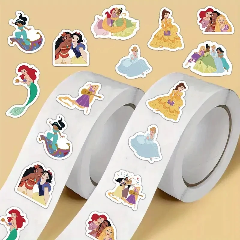 500pcs Disney Snow White Ariel Jasmine Stickers Roll Mixed Princess Decals Stickers For Laptop Water Bottles Phone Computer