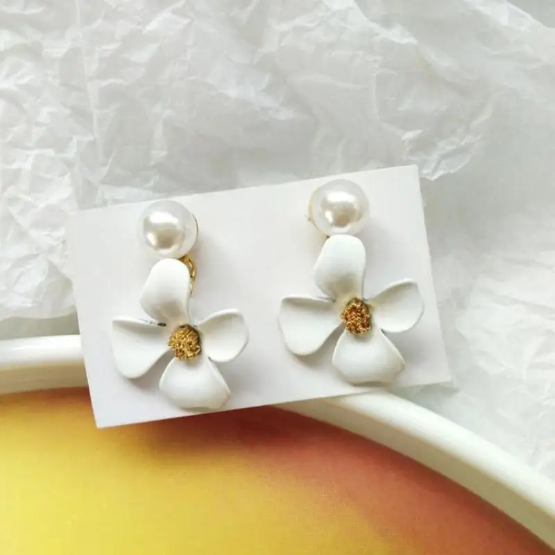 Korean Style Simple Candy Color Matte Small Flower Pearl Earrings Ins Versatile Earrings Pearl Earrings Manufacturer Wholesale