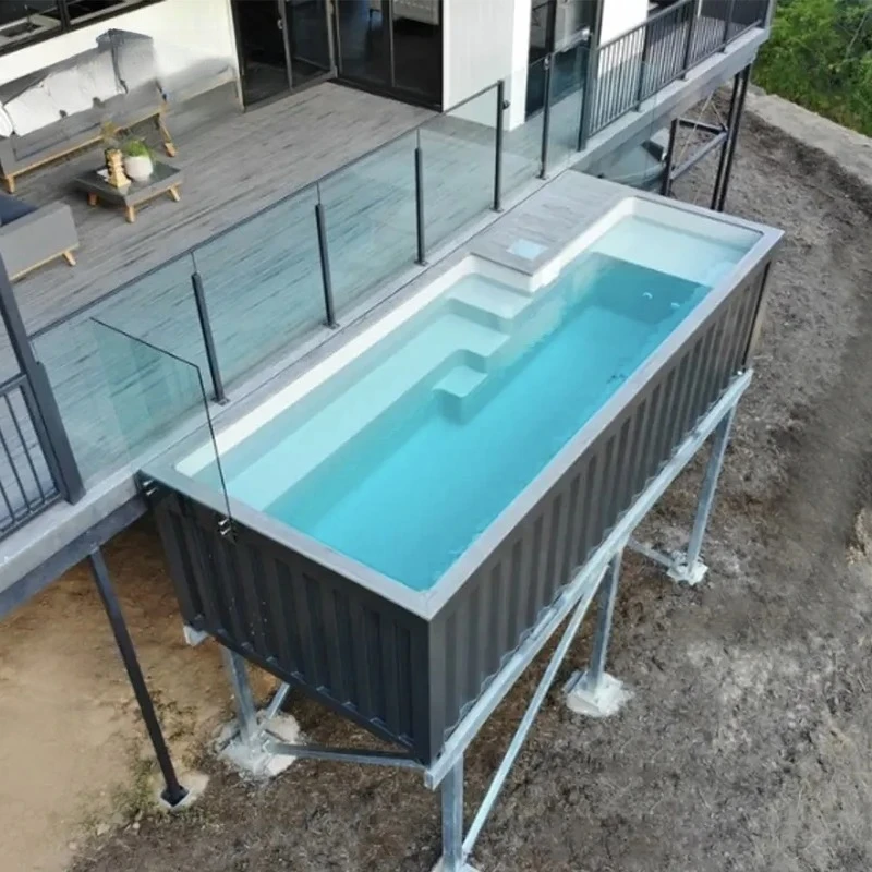 New Wholesale Container Swimming Pool 20ft Home Family Small Fiberglass Outdoor Swimming Pool Customized Size Backyard Swimming