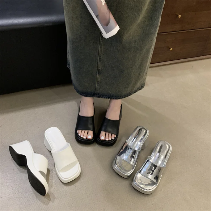 靴低スリッパカジュアルスリッパ女性プラットフォームグリッタースライドゴムフリップフロップ高級夏-2025-ゼリーハワイアンセクシーなローマ-fa