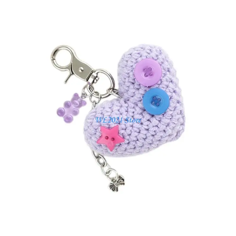 

G5GC Heart Pendant Keychain Keyring Backpack Accessories Car Key Holder for Girl