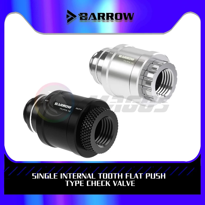 Barrow Mini Water Stop Valve G1/4 Thread M-F Flat Hand Push Type Metal Switch Cooling System Fitting TTLPFG V2