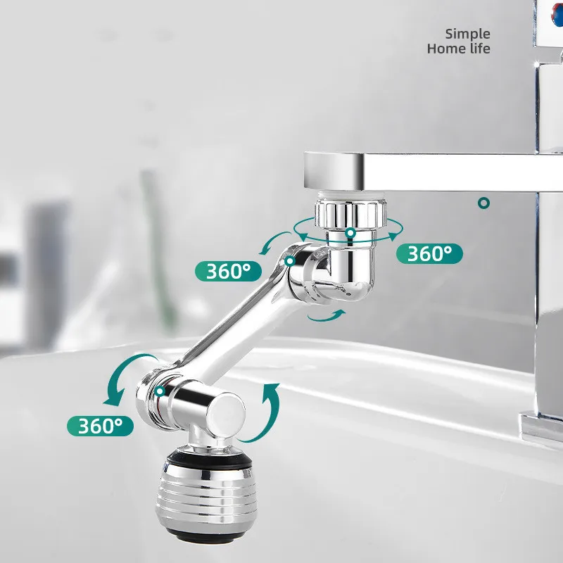 Bras robotique en plastique aérateur de cuisine, adaptateur d\'extension de rotation à 1080 °, économie d\'eau, tête de pulvérisation