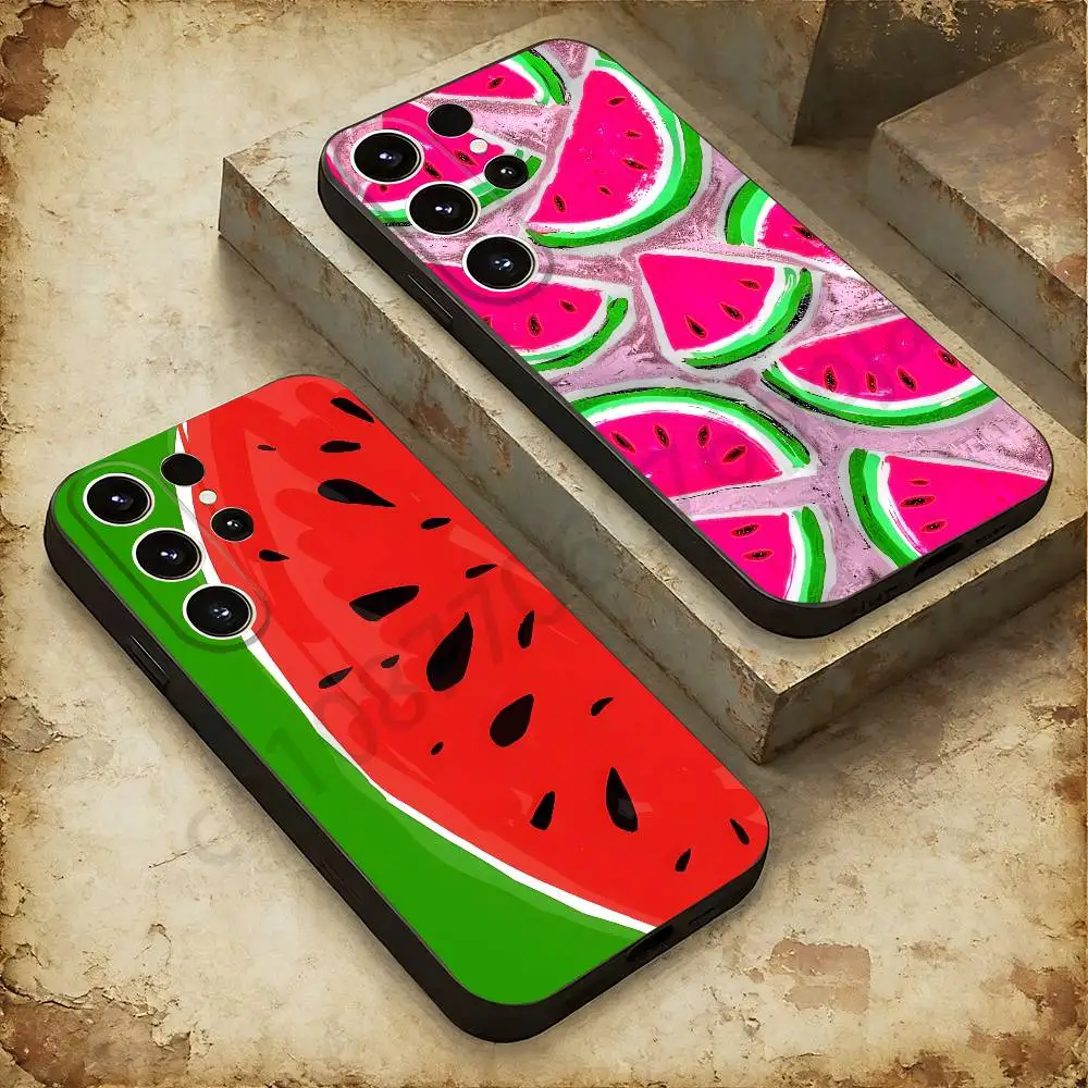 Summer watermelon fruit Phone case For Samsung Galaxy A53,51,72,73,31,30,42 Soft Silicone Black Cover