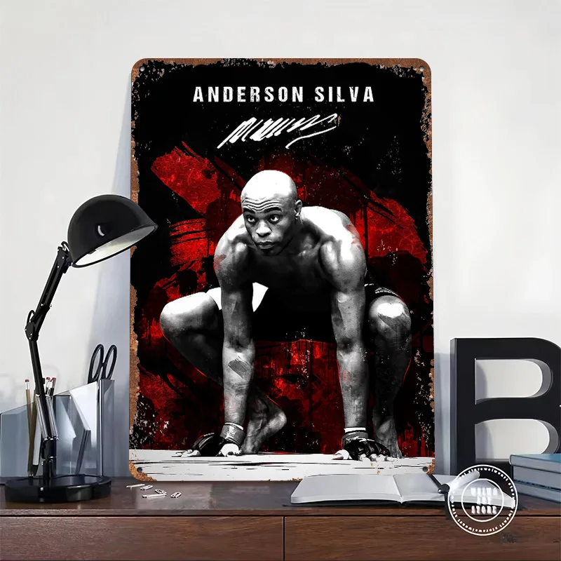 Anderson Silva MMA Fighter Metal Poster Customized Wall Art Retro Vintage Tinplate Signs for Home Decorations Living Room House