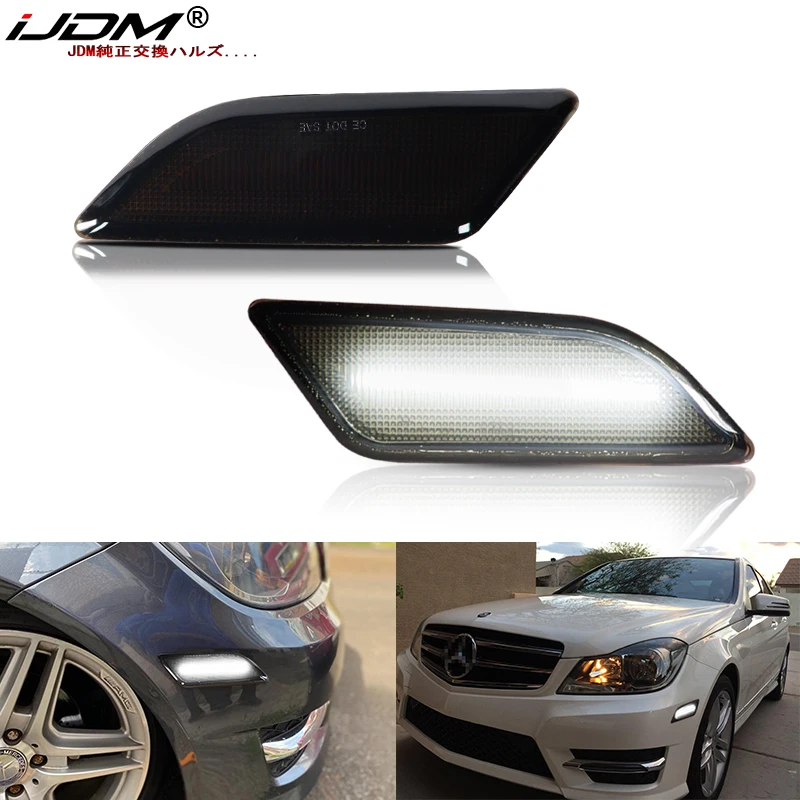 iJDM Do Mercedes Benz W204 LCI C250 C300 C350 Sedan/Coupe Przednie boczne światło obrysowe Lampa kierunkowskazu Bursztynowo-biała 2012-2014