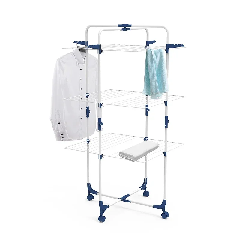 Hot-selling 3-layer foldable hanger standing sliding hanger floor hanger with wheels