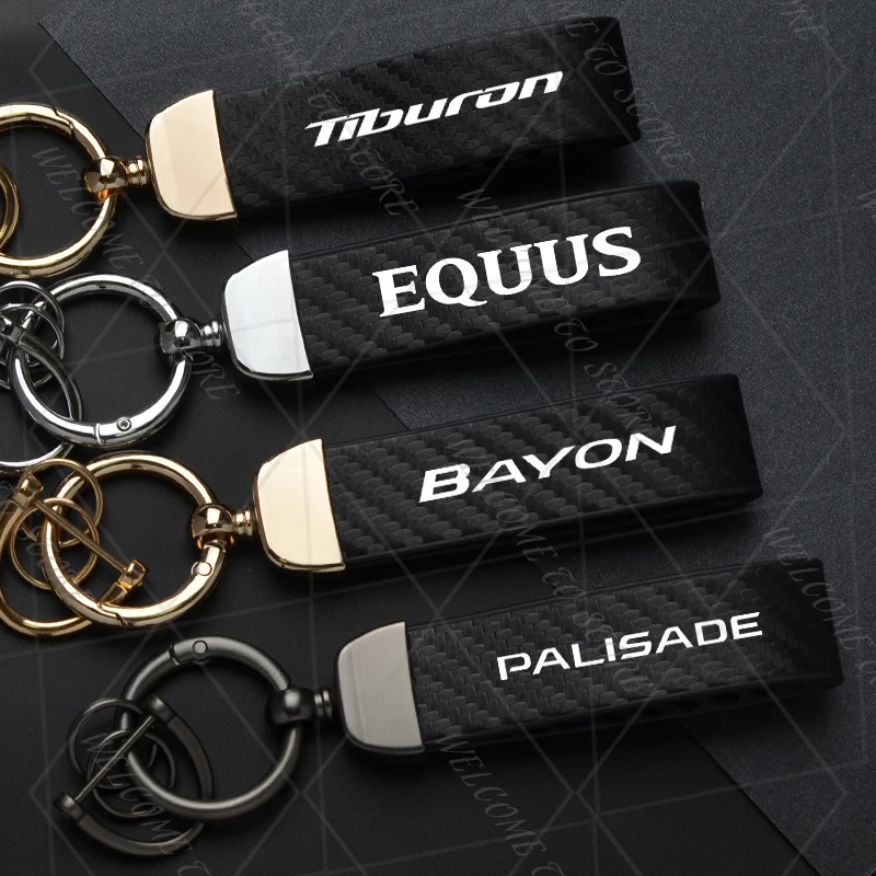 2025 para Palisade Bayon Equus Tiburon LOGO mujer hombres llavero de cuero de carbono llavero de coche accesorios de llavero