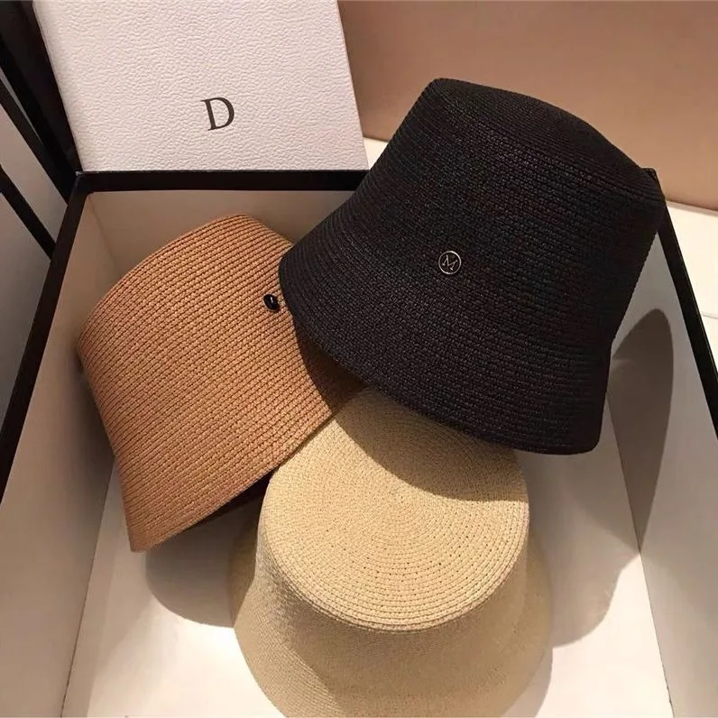 Spring Summer Bucket Hat for Women, Korean Versatile Outdoor Sun Protection Straw Hat, Japanese Simple Wide Brim Cap