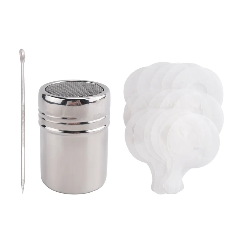 AD23-كاكاو شاكر، مسحوق القهوة شاكر 16 قطعة استنسل كابتشينو القهوة وقلم باريستا لبودرة الكابتشينو والسكر لاتيه، إلخ