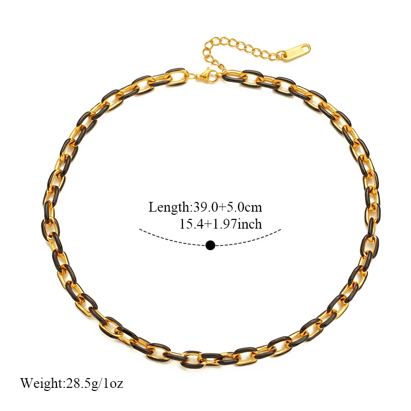 EILIECK 316L Edelstahl Schwarze Öltropfen-Ketten-Halskette Armband-Set für Damen Neues Trendiges Wasserdichtes Schmuckset Damengeschenk – Detail 6
