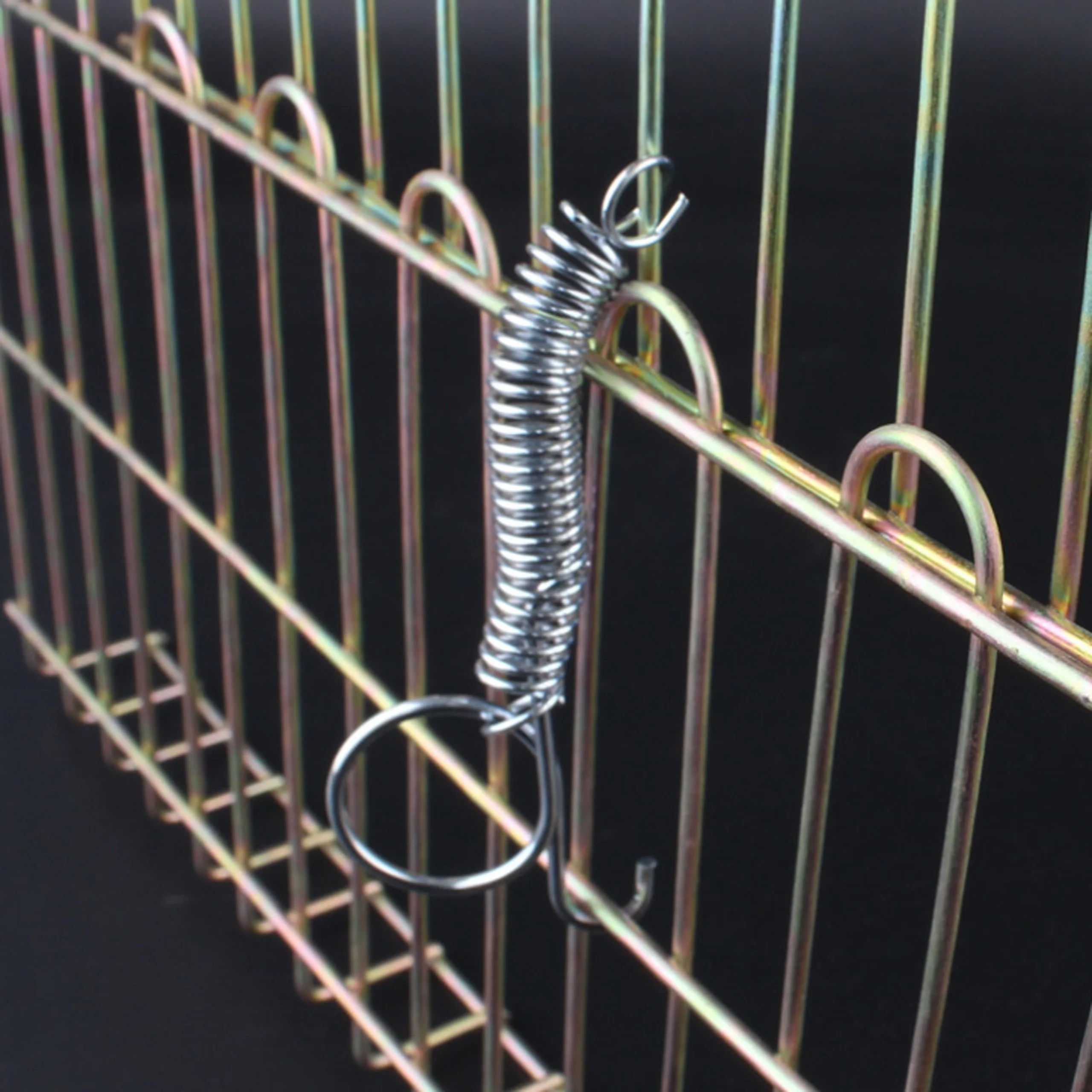 4개입 케이지 도어 스프링 훅 금속 스프링 훅 견고한 텐션 고정 스프링 다용도 와이어 토끼/새/햄스터 케이지용