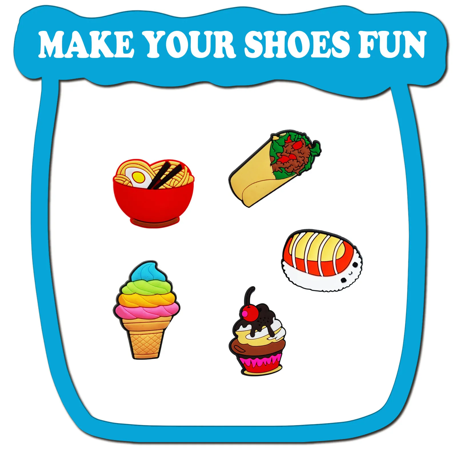 Random 10/20/30Pcs Food Snack Series Shoe Charms For Sandals,High Quality PVC DIY Shoe Decorations Accessories Christmas Gift