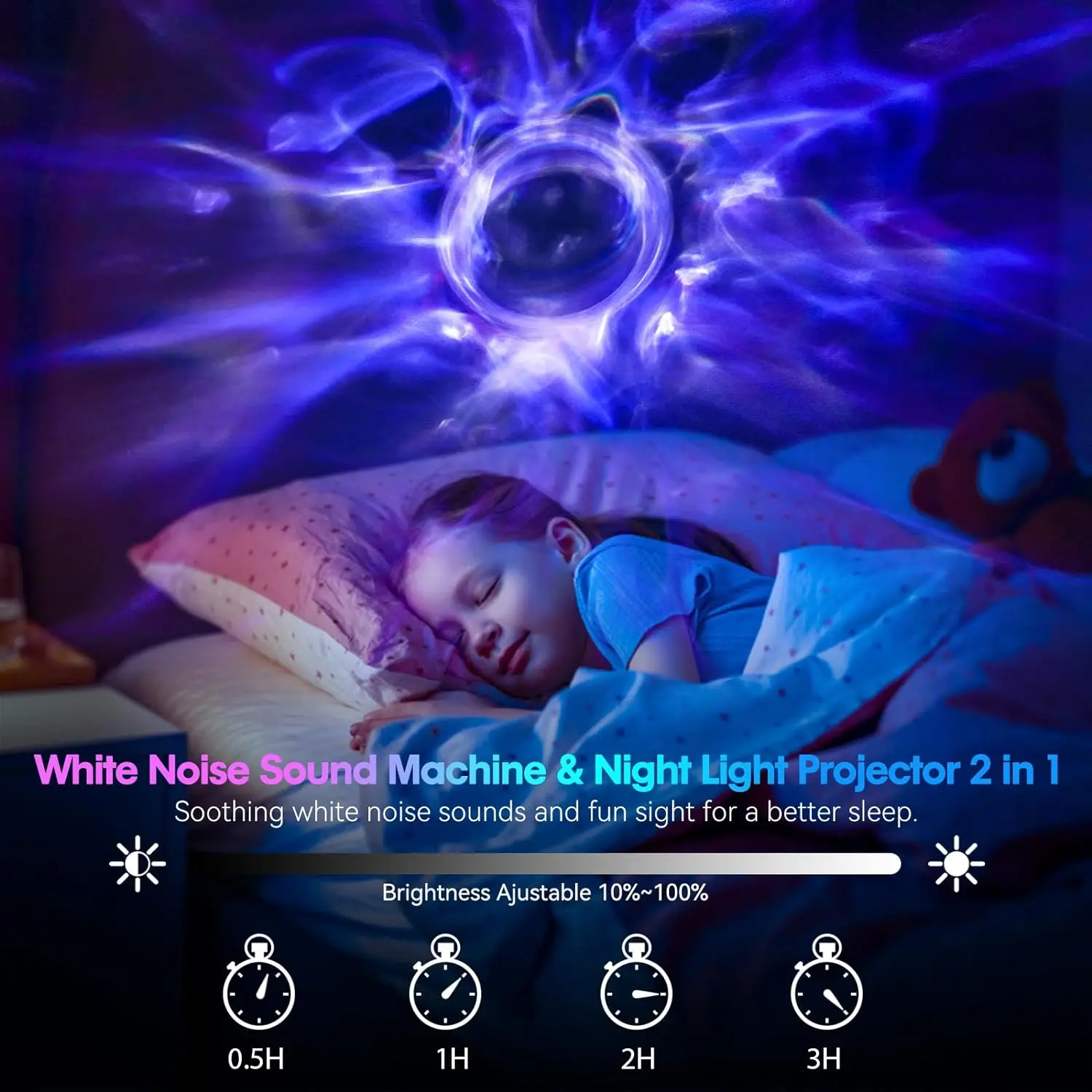 Robot Star Projector Night Light, Galaxy Star Projector Smart App Nebula Projector with Timer, Remote White Noise Speaker Stars