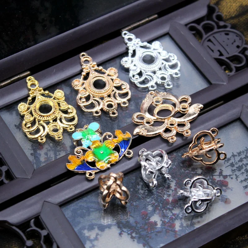 Golden Baroque Filigree Metal Base Pendant Retro Hollow Flower Frame Connector For DIY Jewelry Making Accessories Craft Supplies - Image 2